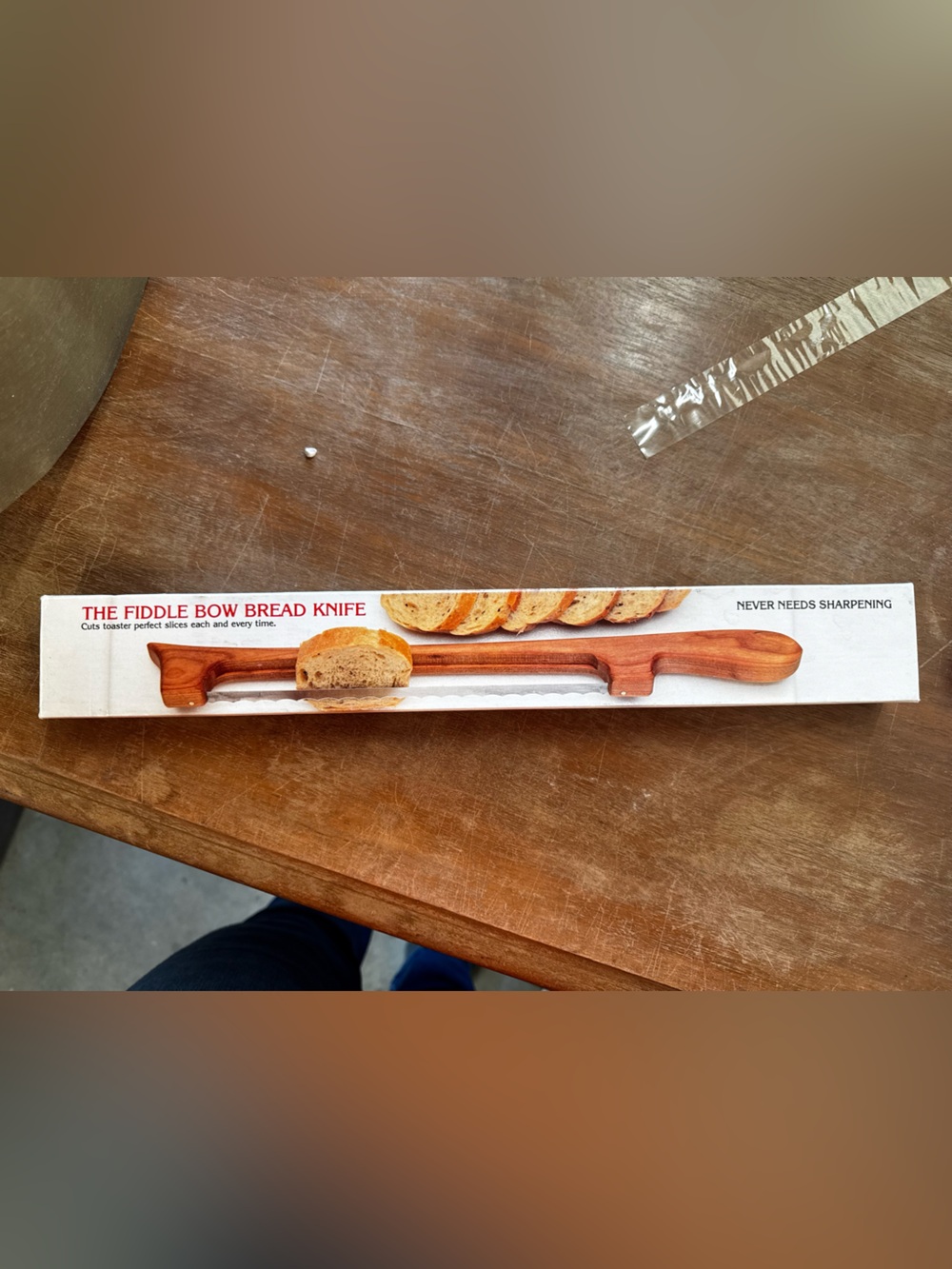 New in box Bread Knife - Brown Long Serrated Loaf Slicer